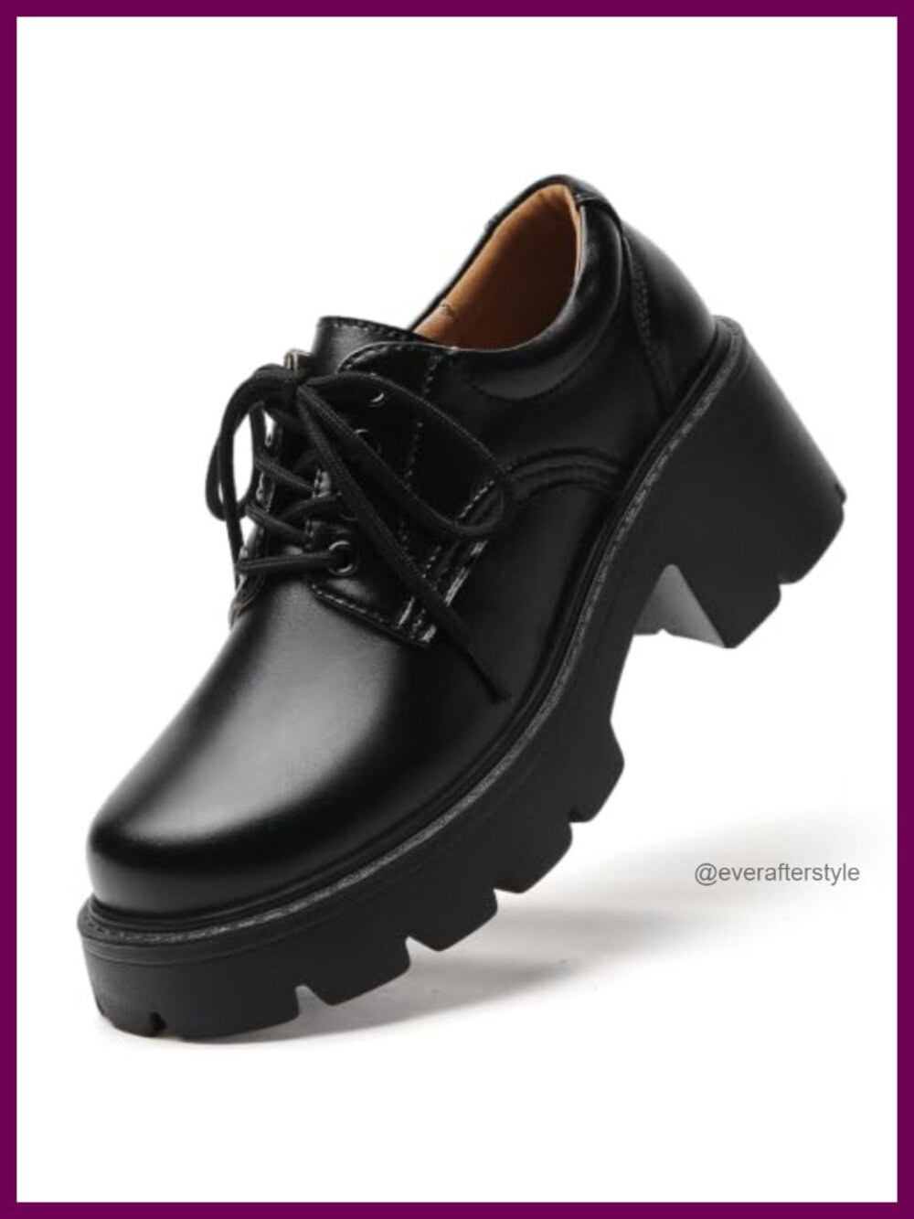 Women's Chunky Platform Oxford Shoes with Memory Foam Insole, Round Toe Lace Up